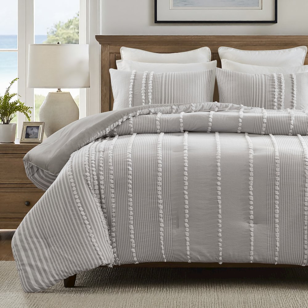 Anslee 3 Piece Cotton Yarn Dyed Comforter Set. Picture 1