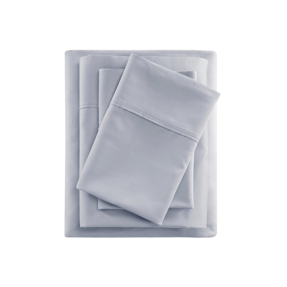 600 Thread Count Cooling Cotton Blend 4 PC Sheet Set, Blue color. Picture 3