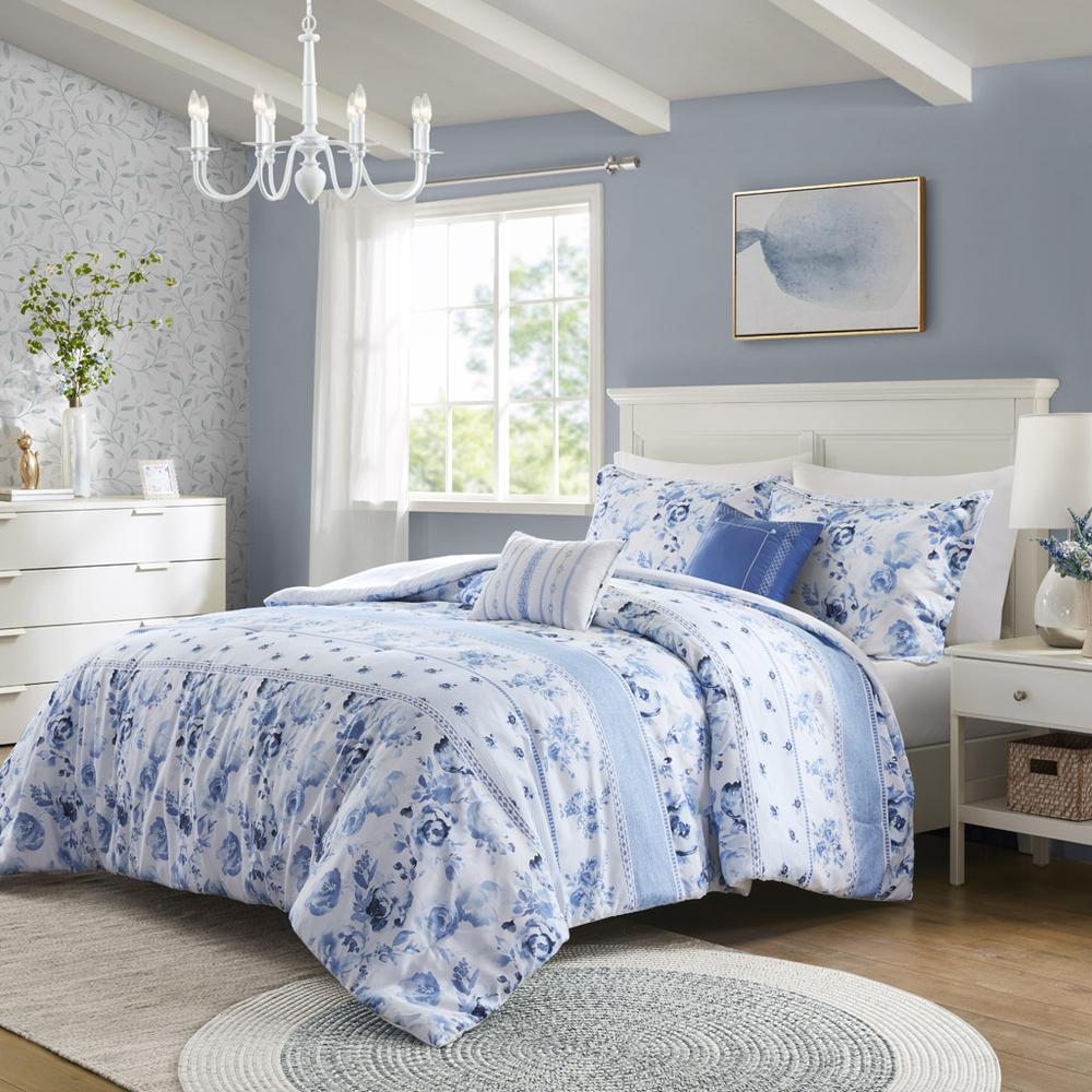 Floral Striped Comforter Set. Picture 4