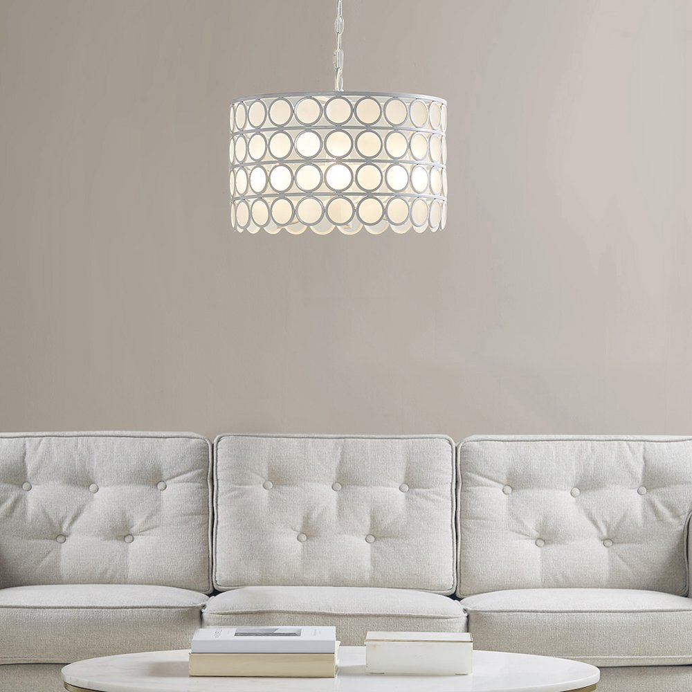 4-Light Glass Drum Shade Chandelier. Picture 5