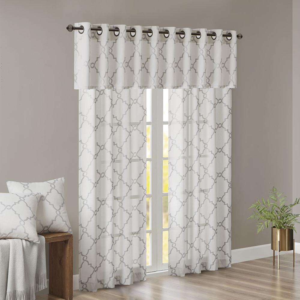 Fretwork Print Grommet Top Window Valance. Picture 1