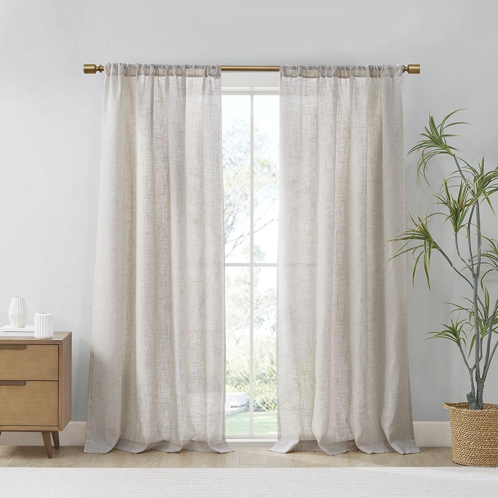 Linen Blend Light Filtering Curtain Panel Pair. Picture 4