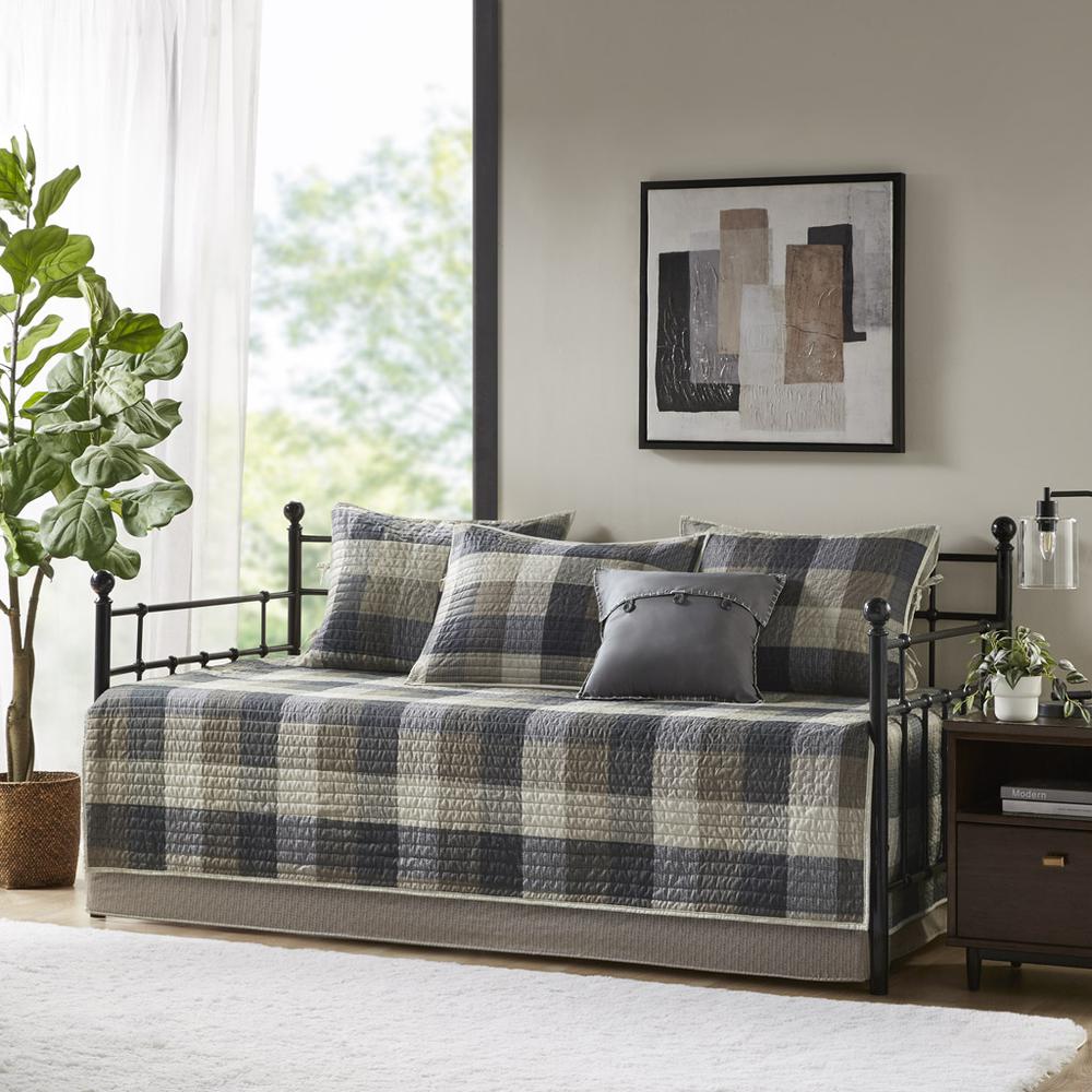 6 Piece Reversible Plaid Daybed Cover Set. Picture 4