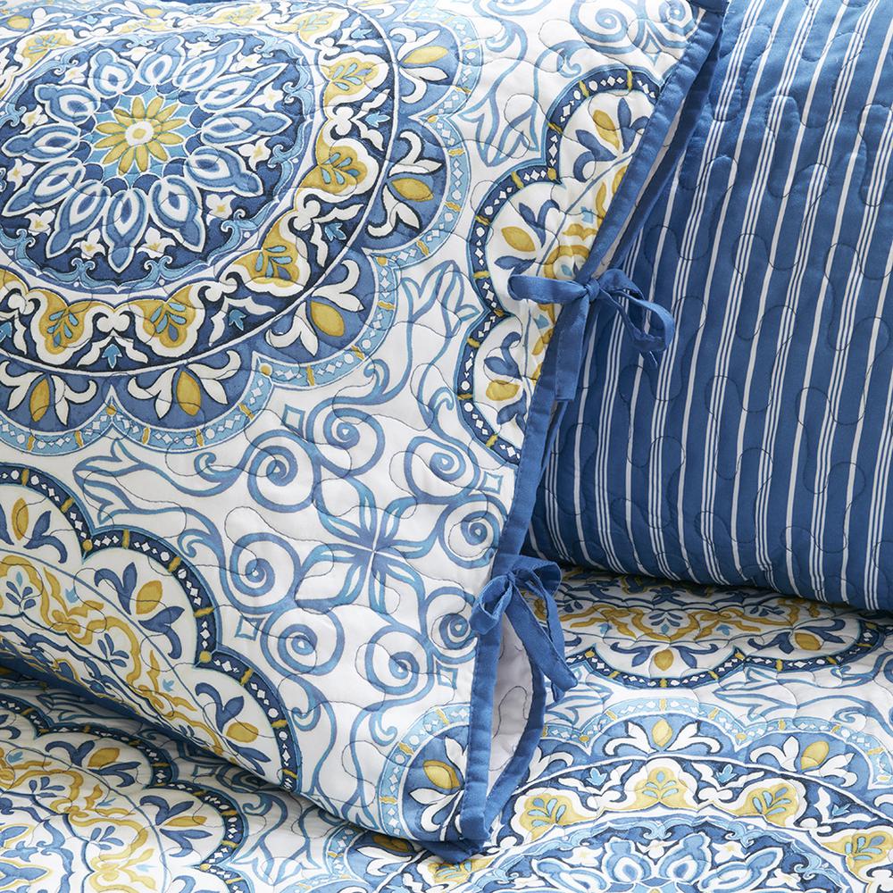 Tangiers 6 Piece Reversible Daybed Cover Set, Blue color. Picture 3