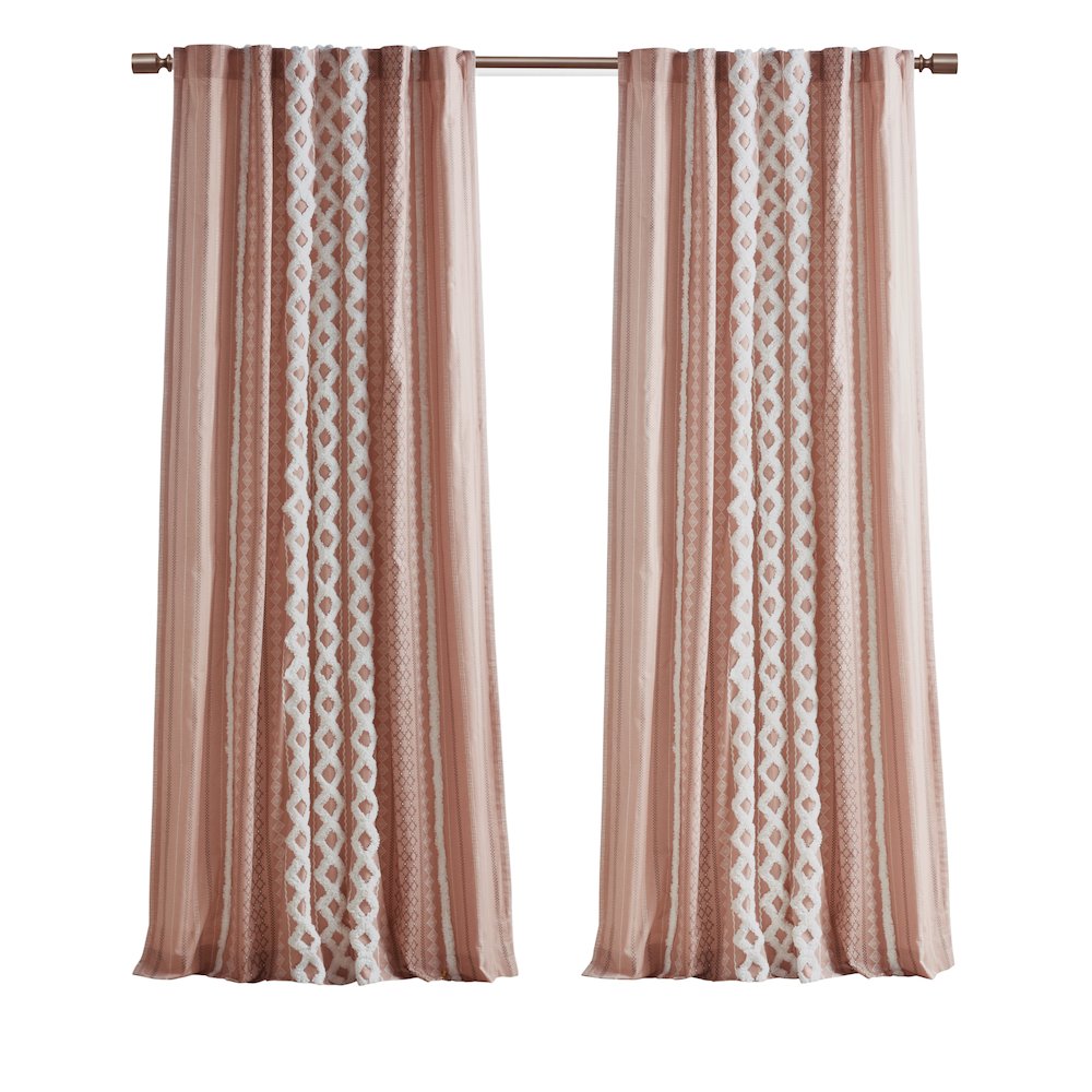 Imani Cotton Printed Curtain Panel with Chenille Stripe and Lining. Picture 2