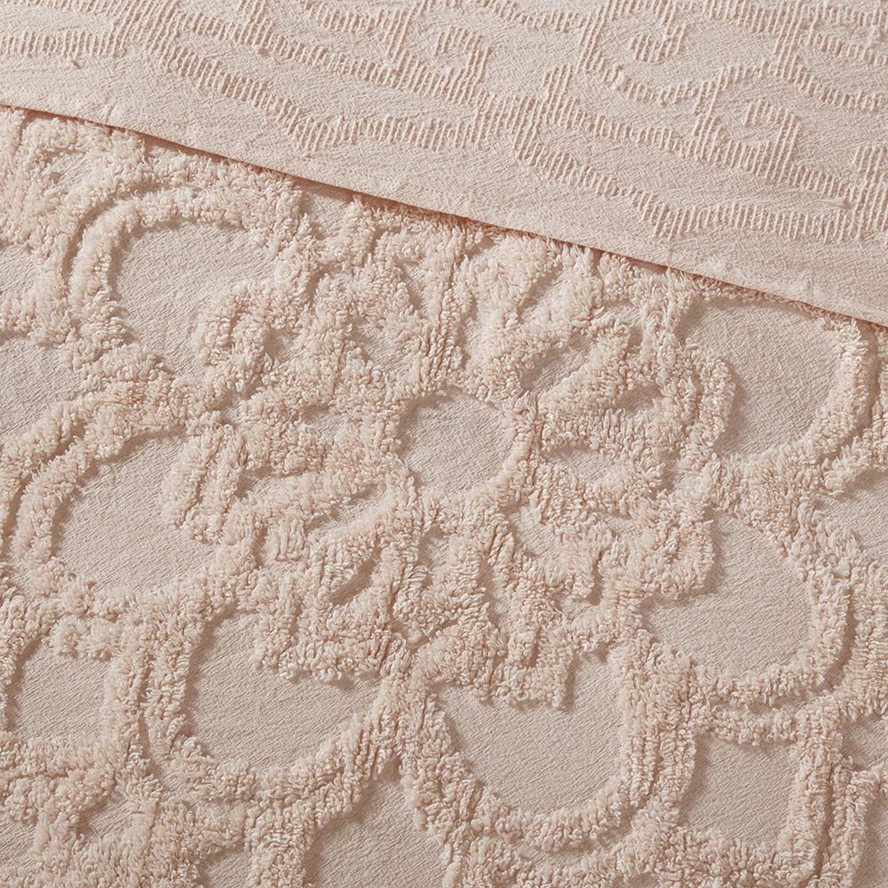 Tufted Cotton Chenille Medallion Fringe Coverlet Mini Set. Picture 4