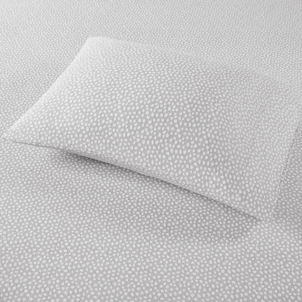 Cozy Flannel Printed Sheet Set, Grey Dots color. Picture 5