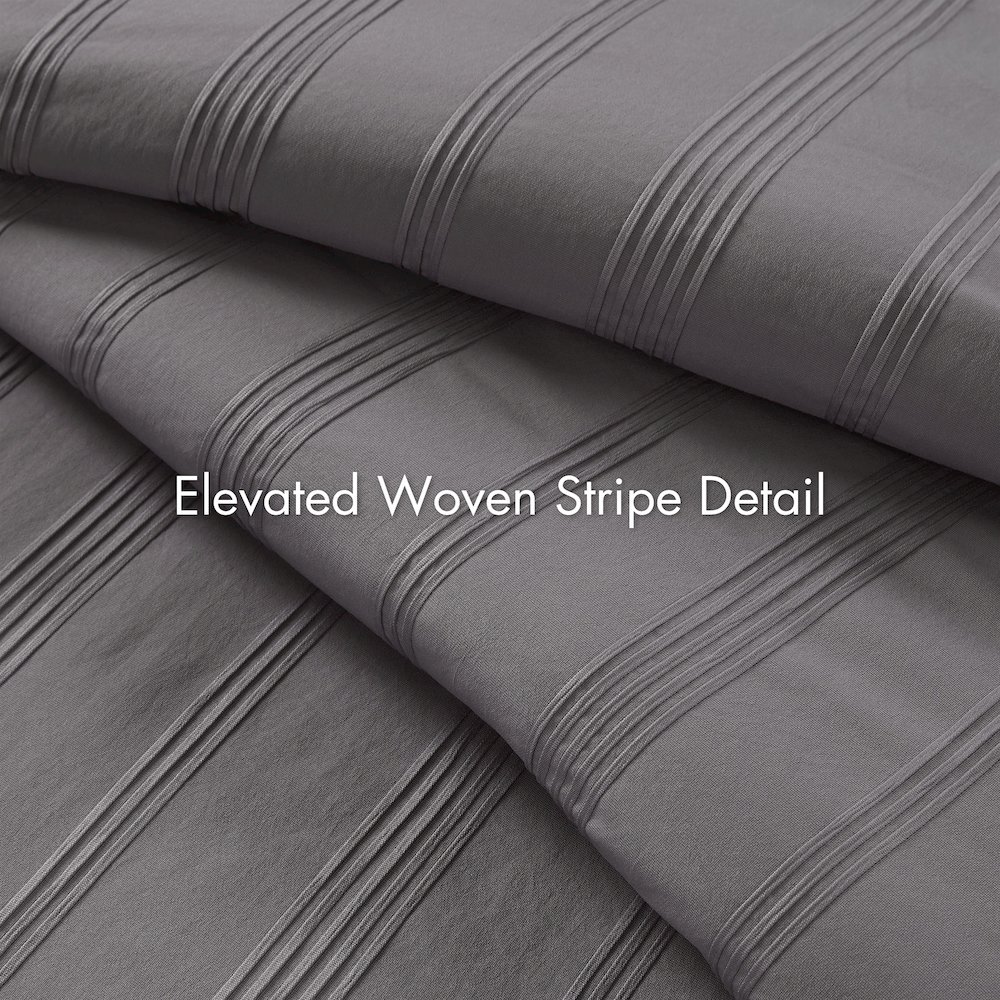 Logan Woven Striped Comforter Set, Charcoal color. Picture 4