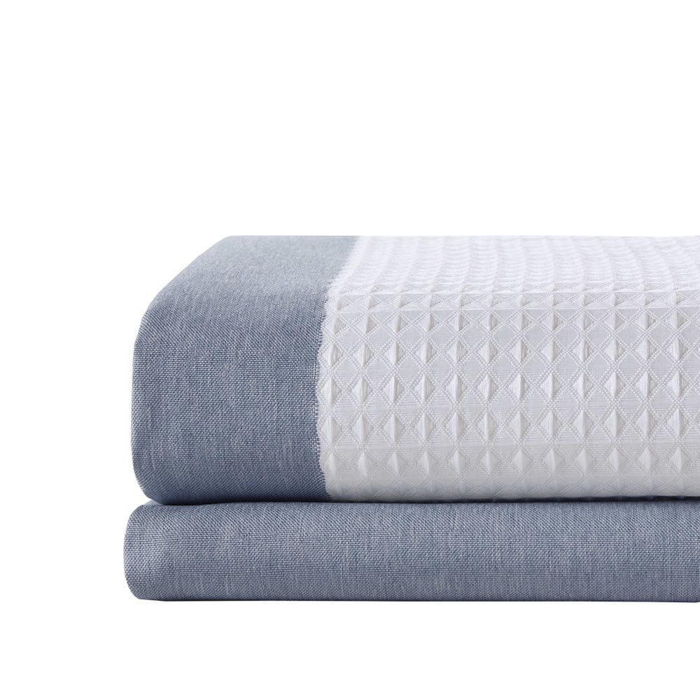 Spa Waffle Shower Curtain with 3M Treatment, Dark Blue color. Picture 5