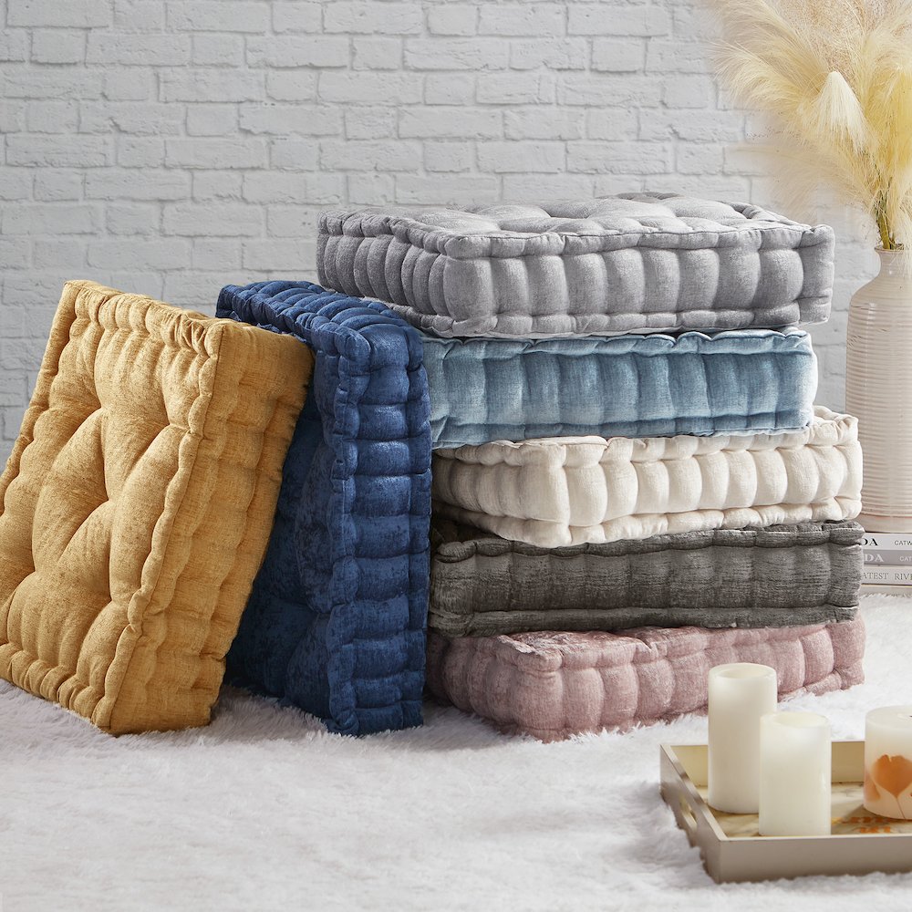 Azza Poly Chenille Square Floor Pillow Cushion Compress Pack. Picture 3