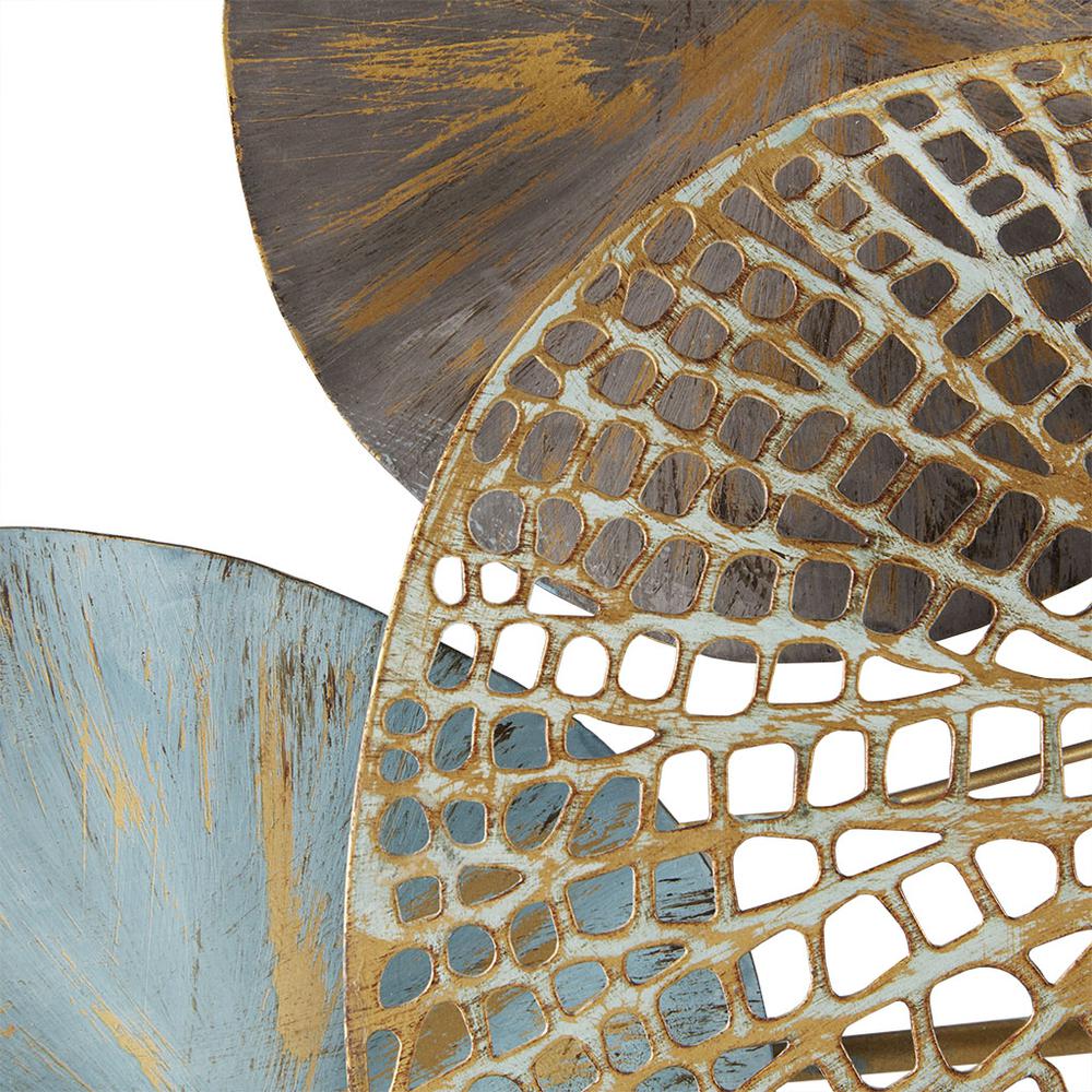 Multi-colored Lily Pad Leaves 2-piece Metal Wall Decor Set. Picture 4