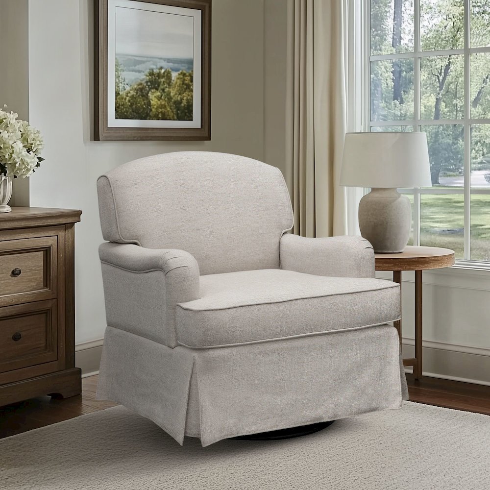 Melody Swivel Glider Skirted ArmChair. Picture 1