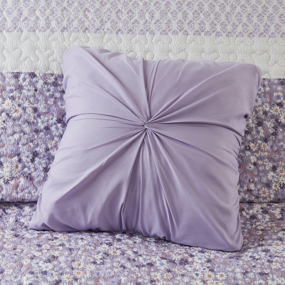 Caralie 4 Piece Seersucker Quilt Set with Throw, Purple color. Picture 3