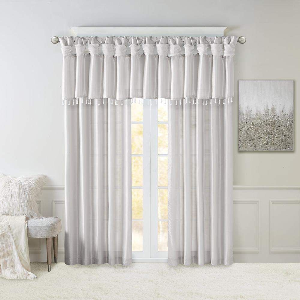 Lightweight Faux Silk Valance With Beads. Picture 5
