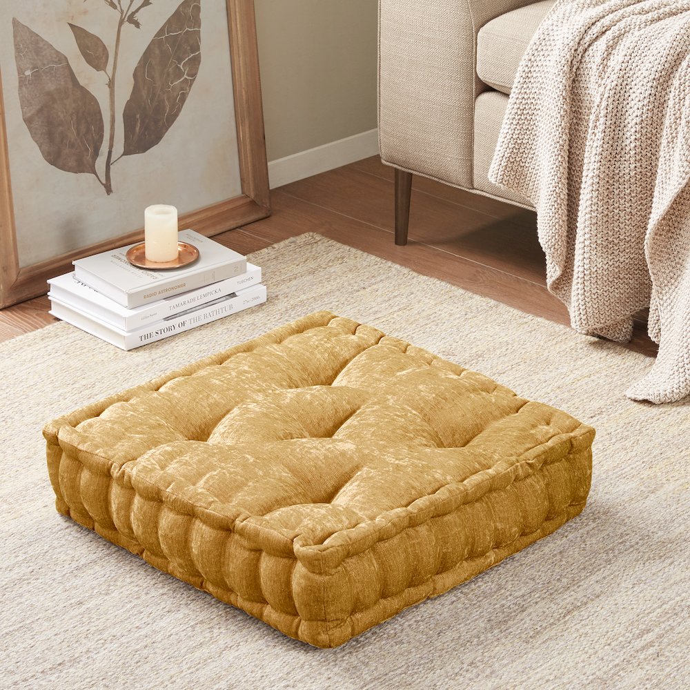 Azza Poly Chenille Square Floor Pillow Cushion Compress Pack. Picture 1