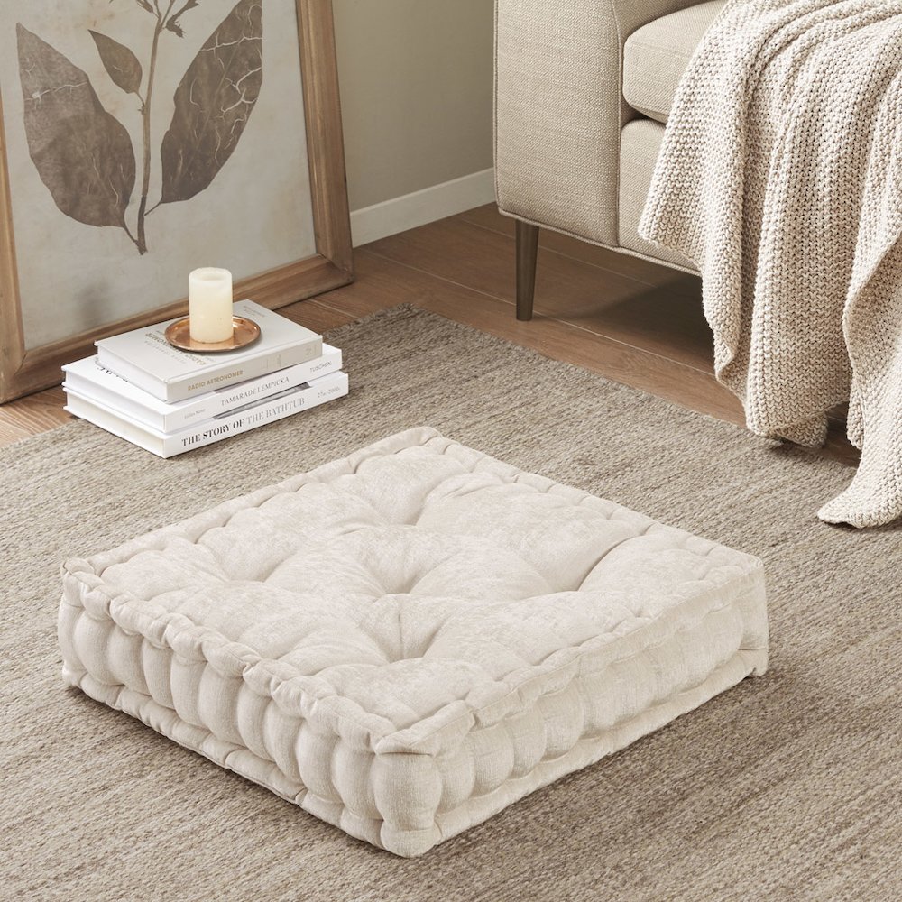 Poly Chenille Square Floor Pillow Cushion. Picture 5