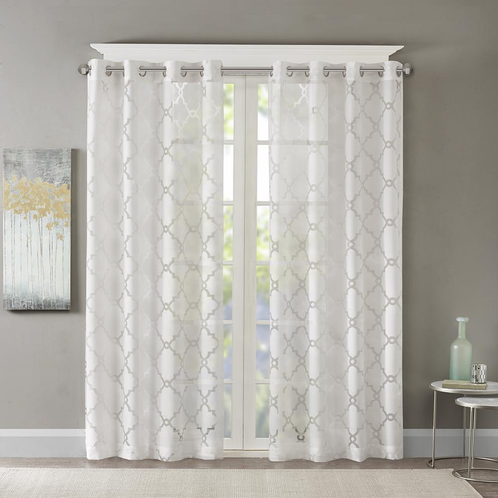 Fretwork Burnout Sheer Curtain Panel. Picture 3