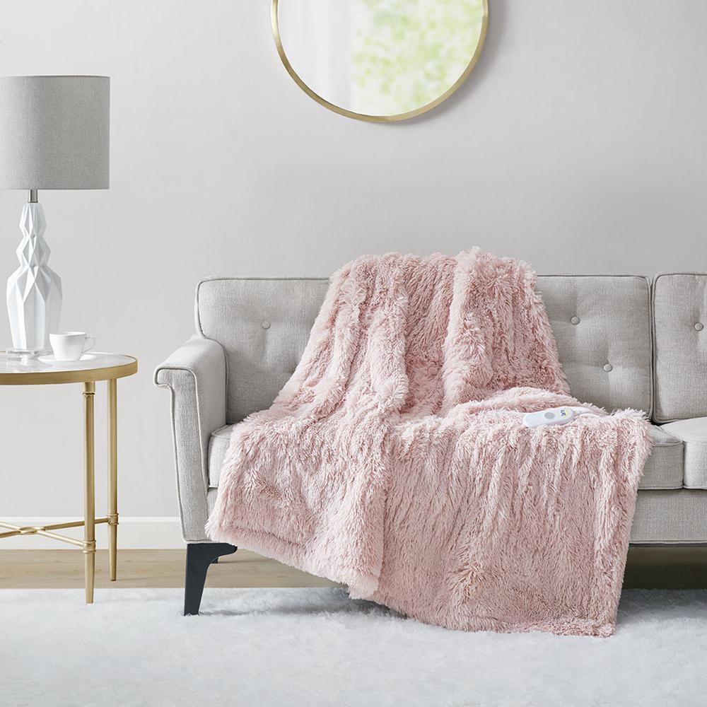 Shaggy Faux Fur Heated Throw. Picture 4