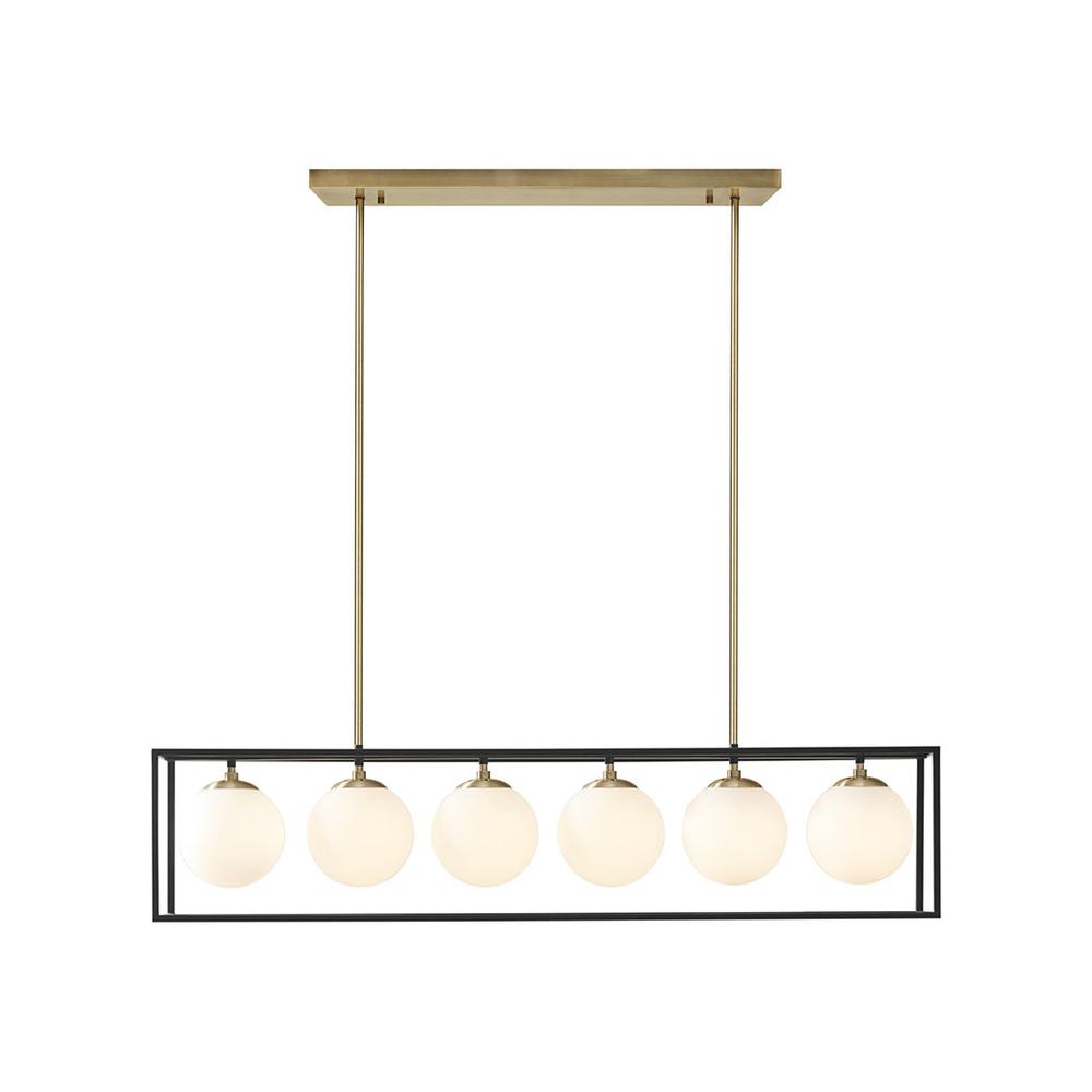 6-Light Frosted Glass Globe Linear Chandelier. Picture 2