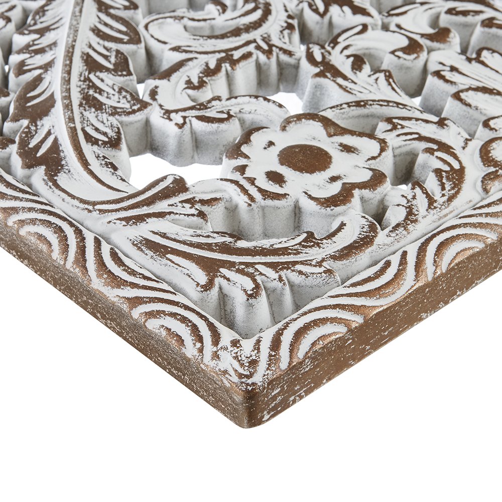 Botanical Panel Distressed Carved Wood 2-piece Wall Decor Set. Picture 5