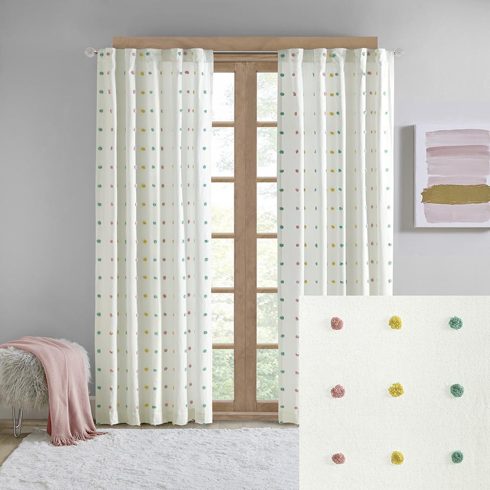 Cotton Jacquard Pom Pom Curtain Panel. Picture 3