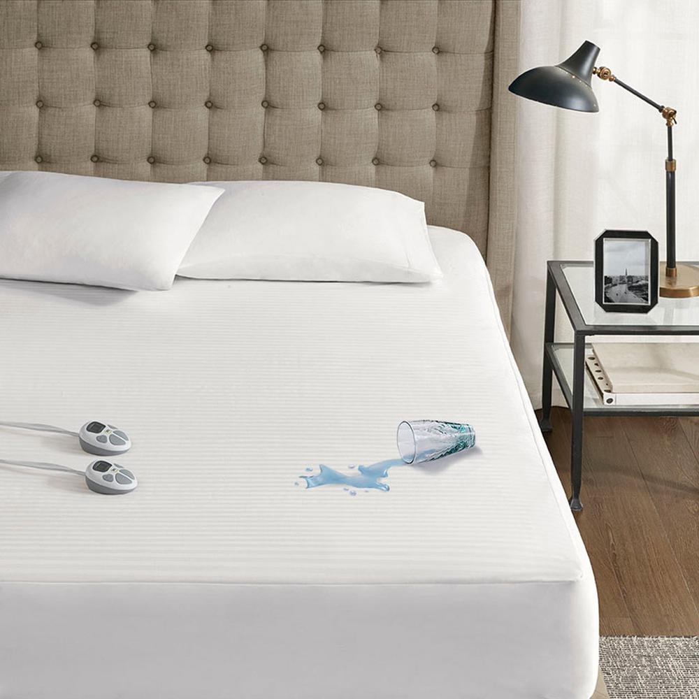 Waterproof Heated Mattress Pad, White color. Picture 2