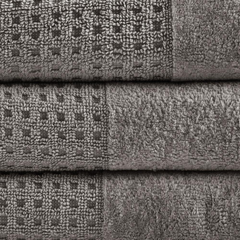 Cotton Waffle Jacquard Antimicrobial Bath Towel 6 Piece Set. Picture 2
