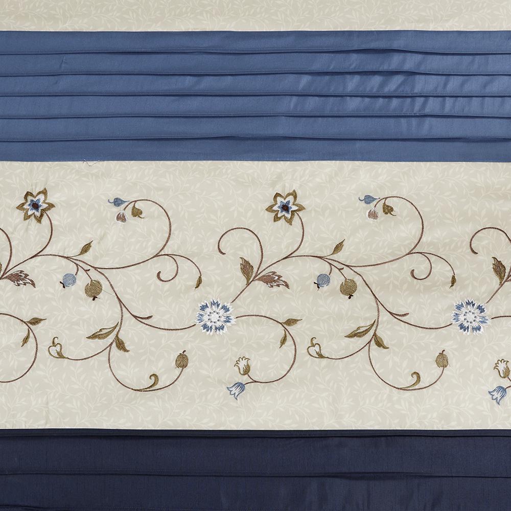 Faux Silk Embroidered Floral Shower Curtain. Picture 4