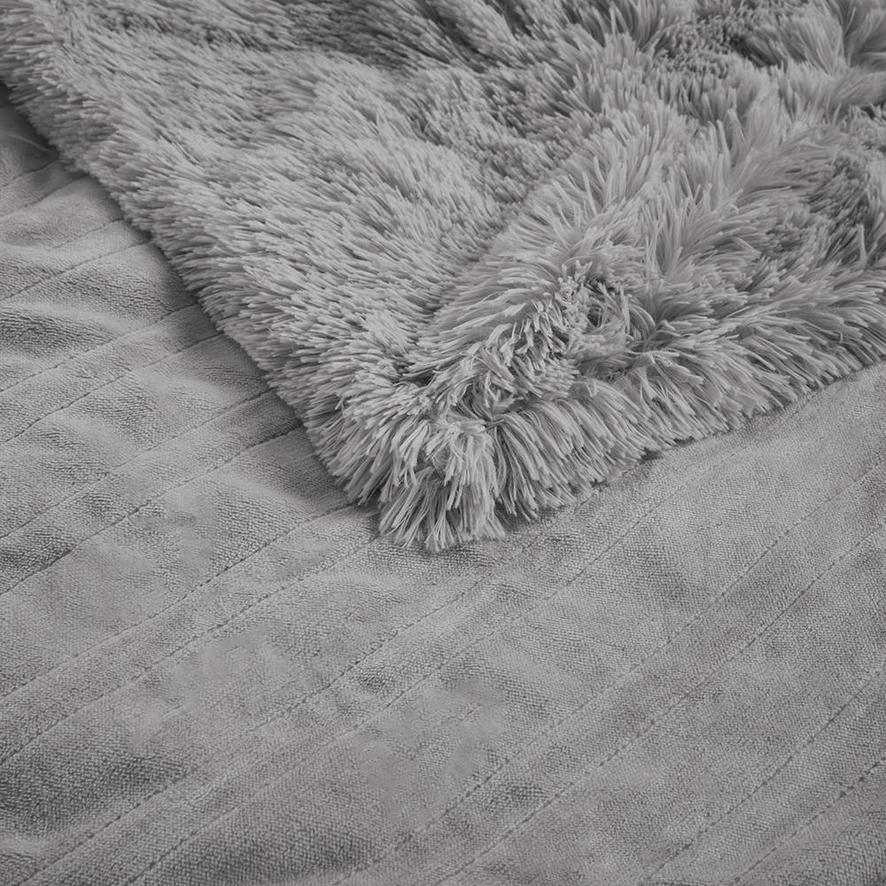 Shaggy Faux Fur Heated Throw. Picture 3