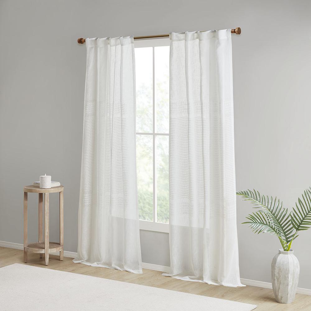 Yarn Dye Sheer Curtain Panel Pair. Picture 3