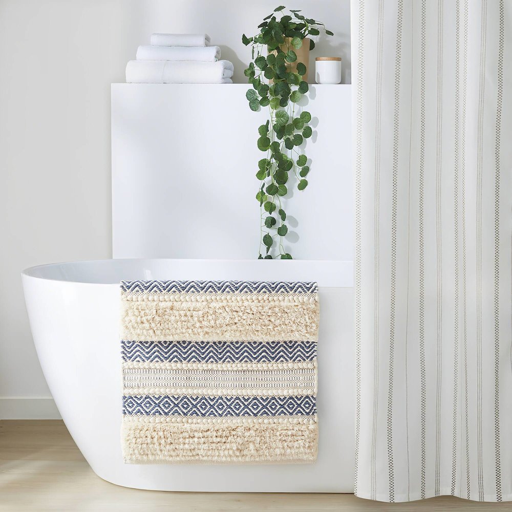 Asher Woven Texture Stripe Bath Rug. Picture 5