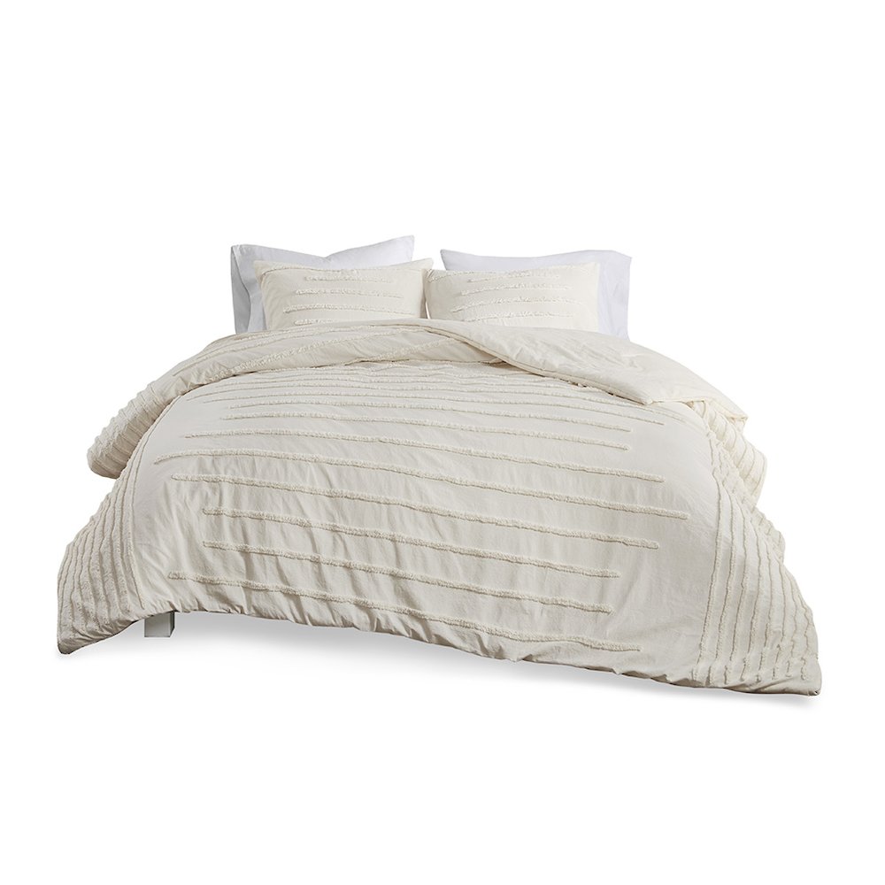 3 Piece Cotton Chenille Comforter Set. Picture 1