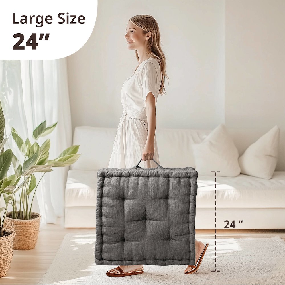 Azza Poly Chenille Square Floor Pillow Cushion. Picture 4