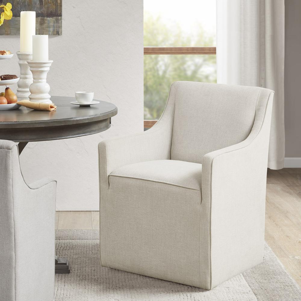 Skirted Dining Arm Chair with Casters. Picture 4
