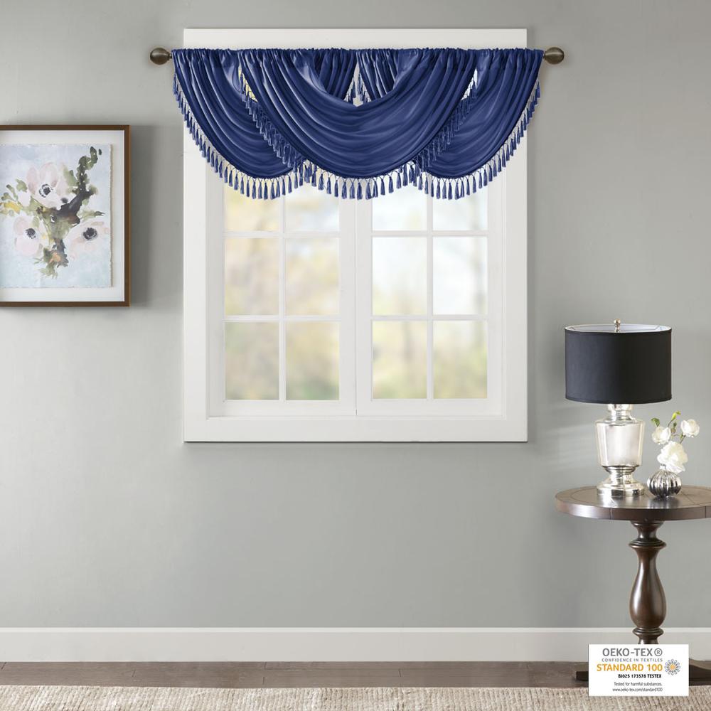 Faux Silk Waterfall Embellished Valance. Picture 1