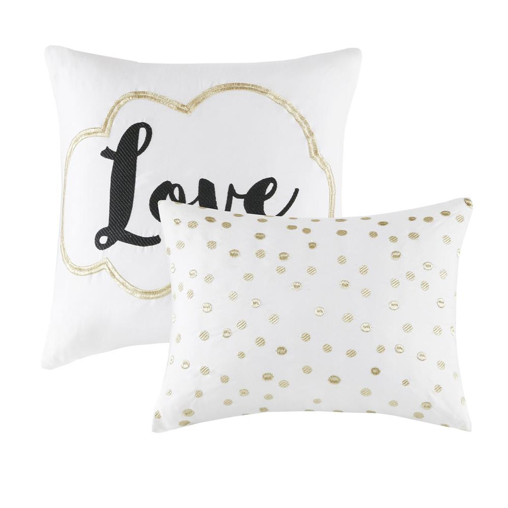 Raina Metallic Printed Comforter Set, Ivory/Gold color. Picture 2