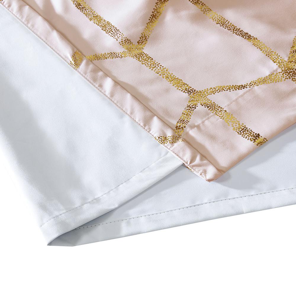 Total Blackout Metallic Print Grommet Top Curtain Panel. Picture 1