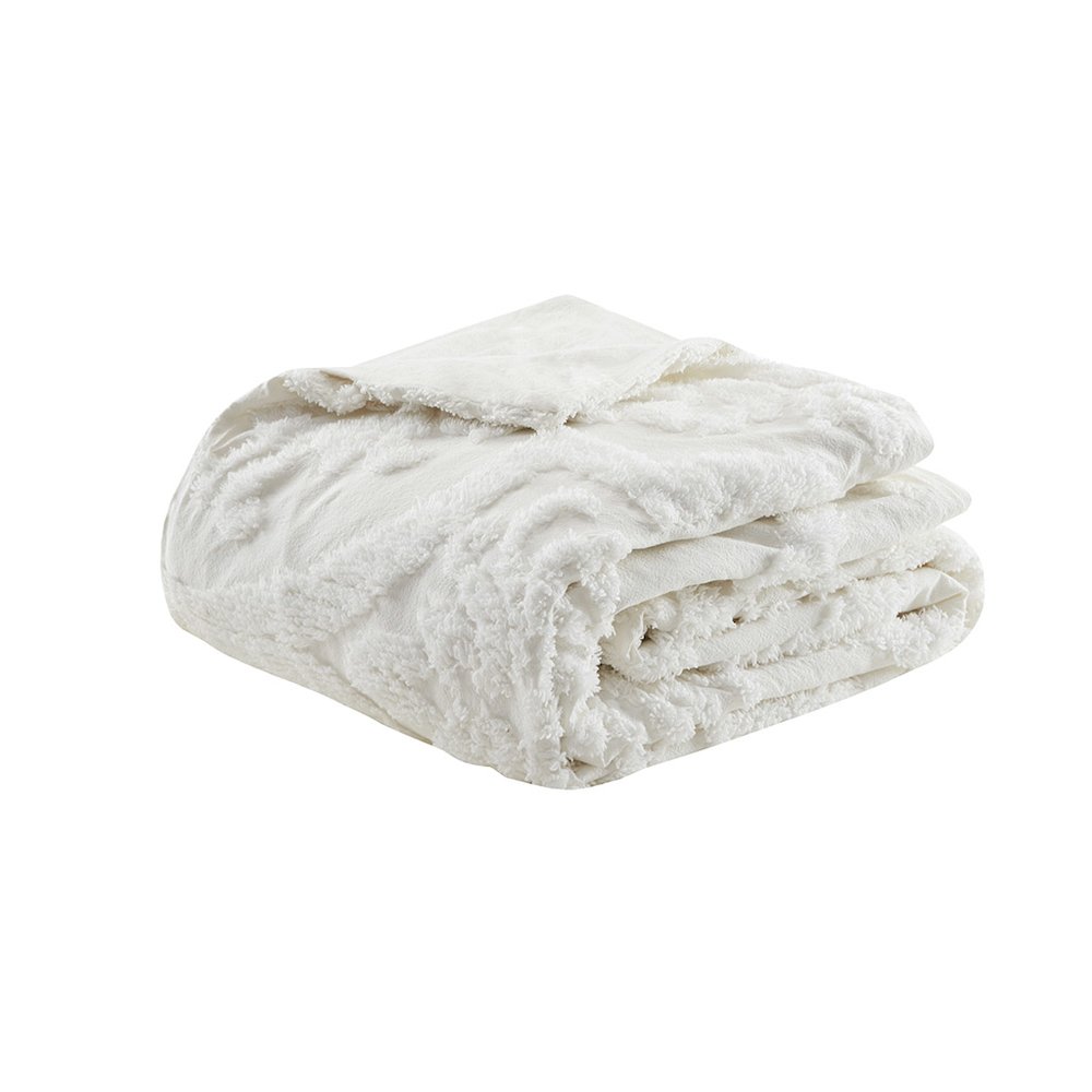 3 Piece Tufted Cotton Chenille Damask Duvet Cover Set. Picture 1