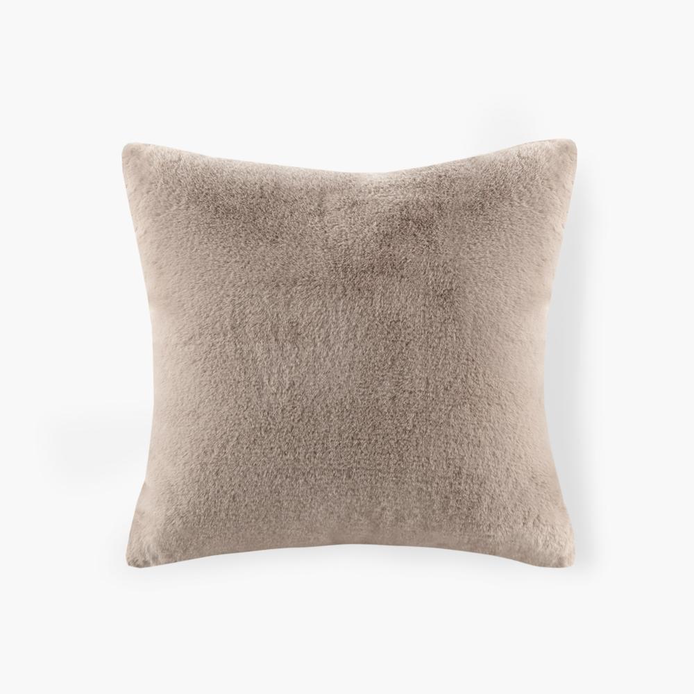 Solid Faux Fur Square Decor Pillow. Picture 4