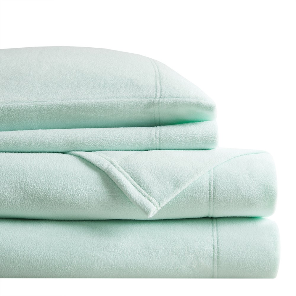 Micro Fleece Sheet Set in Aqua. Picture 3
