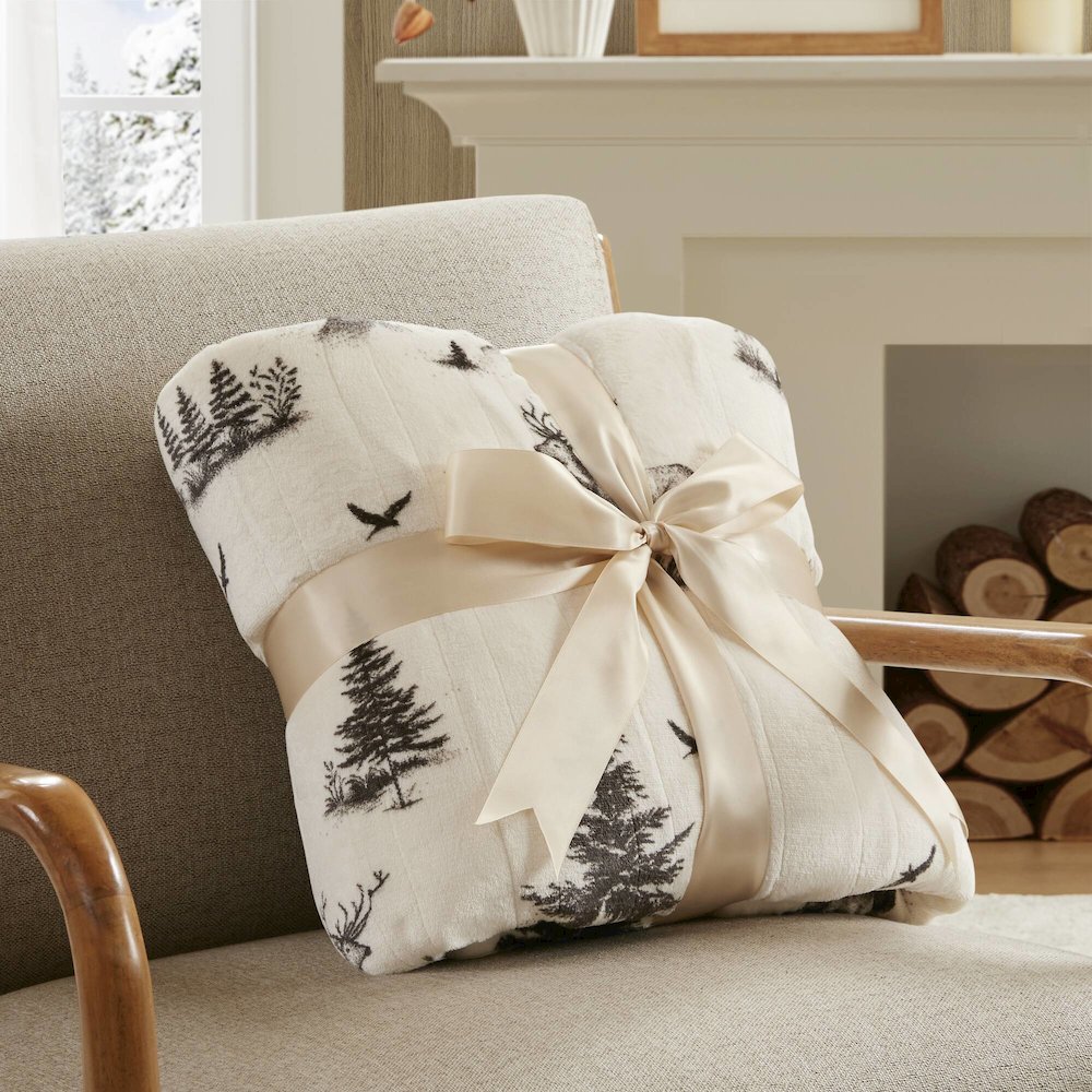 Print Plush to Sherpa Heated Throw. Picture 2