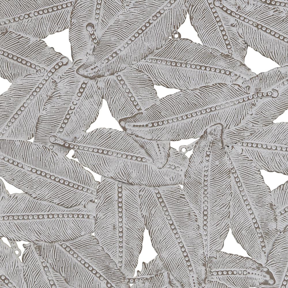 Textured Feather 3-piece Metal Disc Wall Decor Set. Picture 5