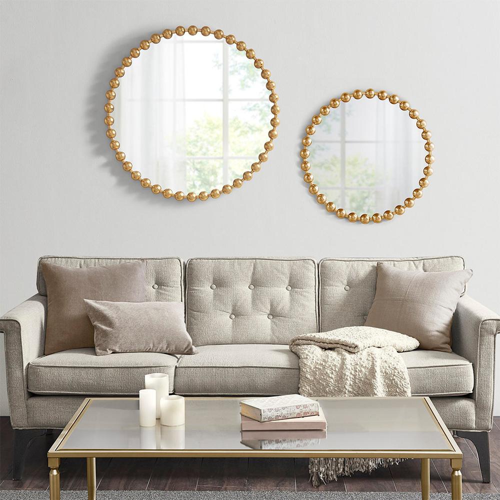 Beaded Round Wall Mirror 27"D. Picture 3