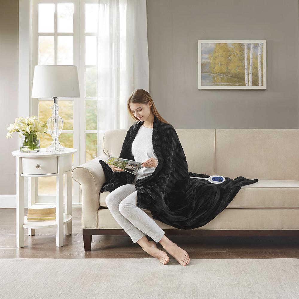 Faux Fur Heated Throw. Picture 4