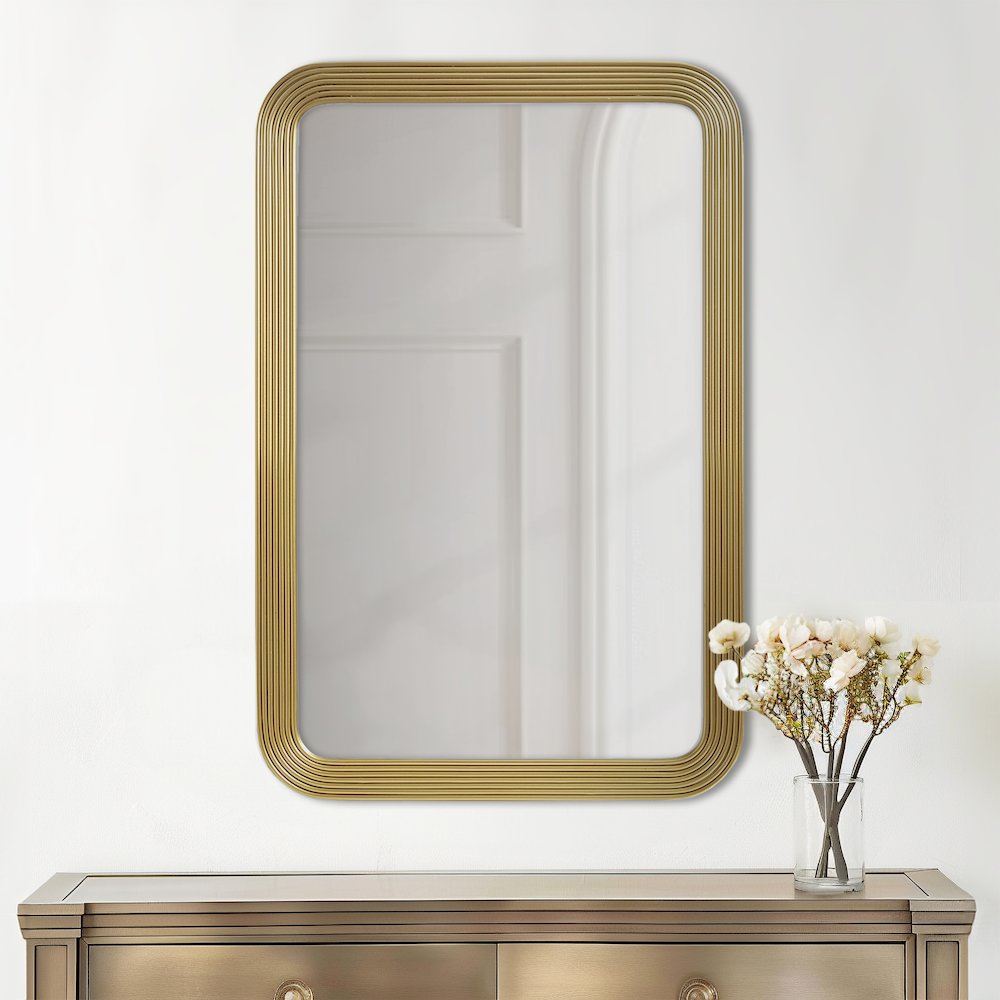 Rectangle Metal Frame Fluted Wall Mirror. Picture 2