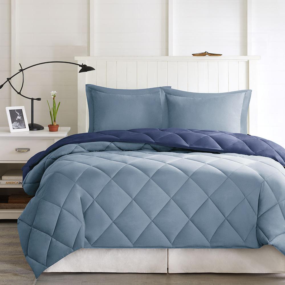 3M Scotchgard Diamond Quilting Reversible Down Alternative Comforter Set. Picture 3