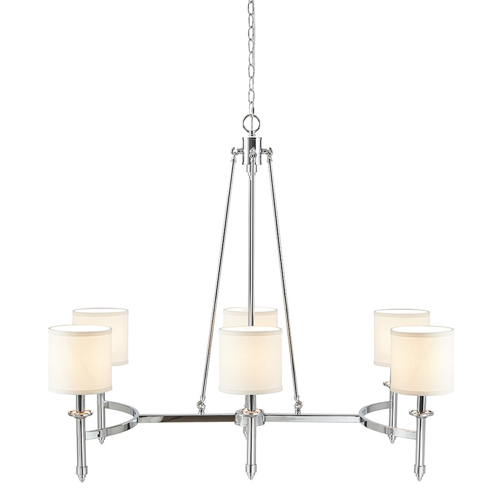Elegenza 6-light Chandelier with Fabric Drum Shades in Chrome Color. Picture 4