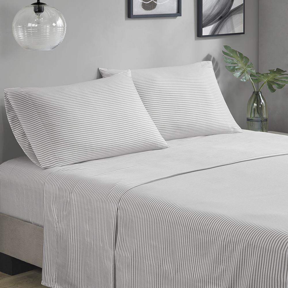 Jaxon Stripe Comforter Set with Bed Sheets, Aqua/Grey color. Picture 4