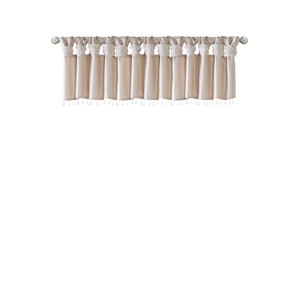 Lightweight Faux Silk Valance With Beads. Picture 1