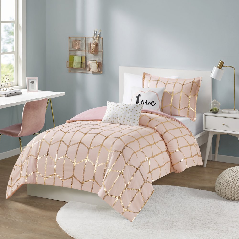 Raina 100% Polyester Brushed Microfiber Printed Comforter Set. Picture 5